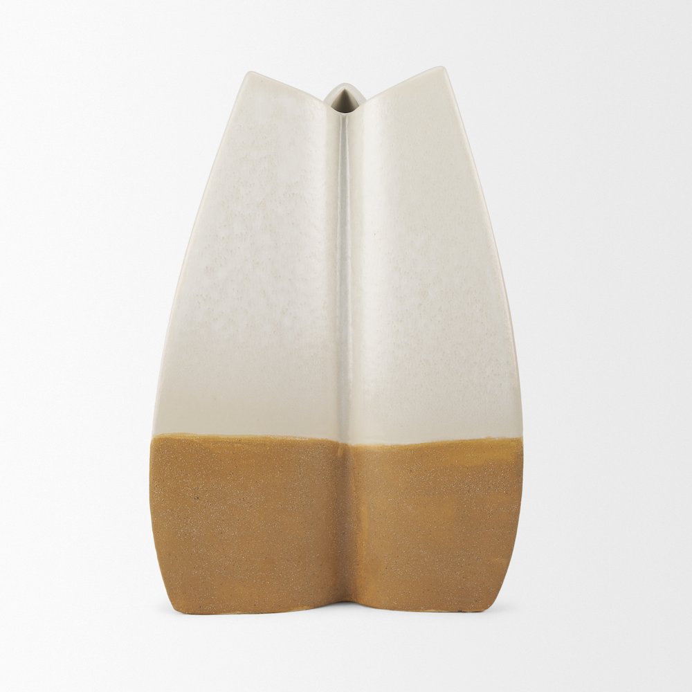 Vania Large Off White Tan Textured Ceramic Vase. Picture 10