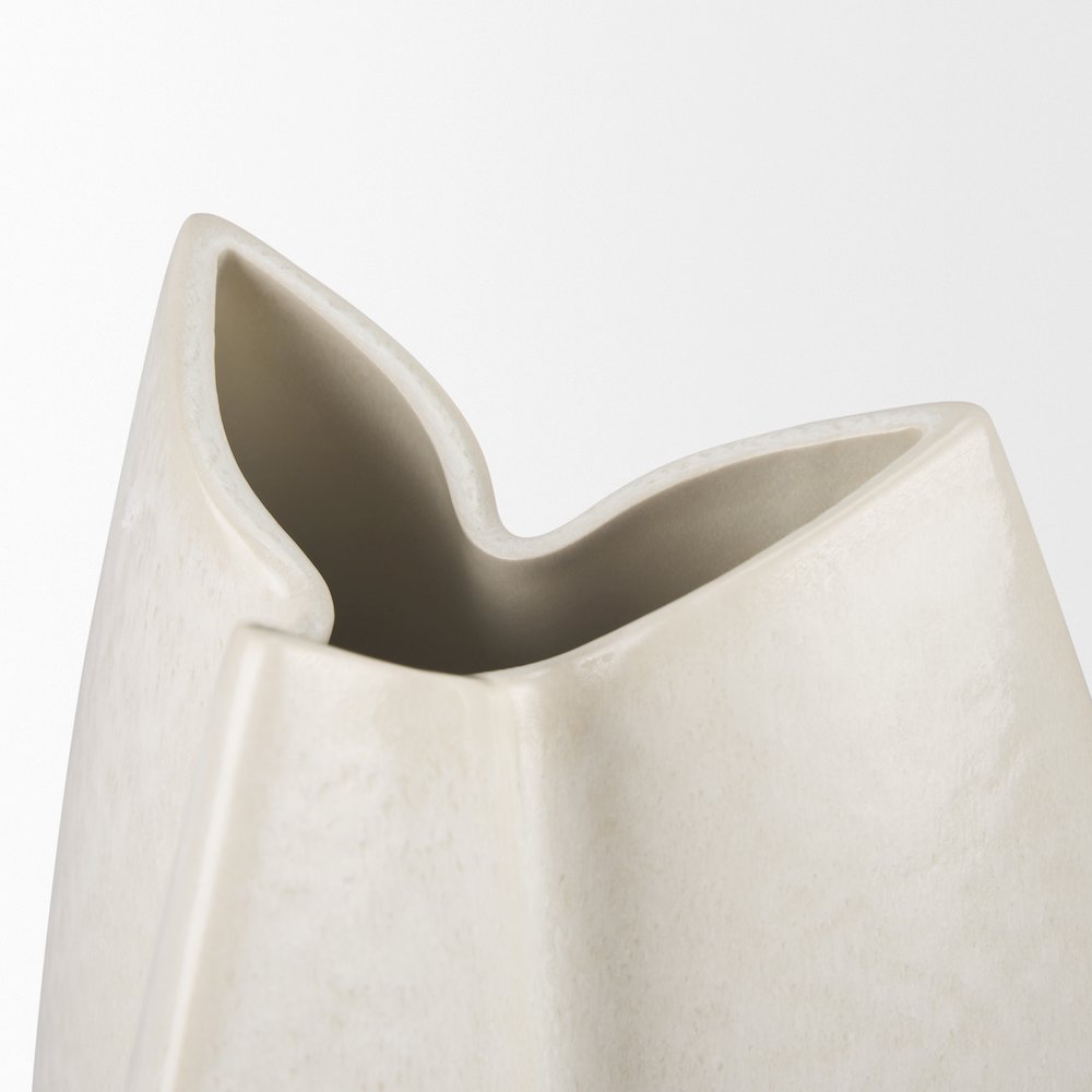 Vania Large Off White Tan Textured Ceramic Vase. Picture 11