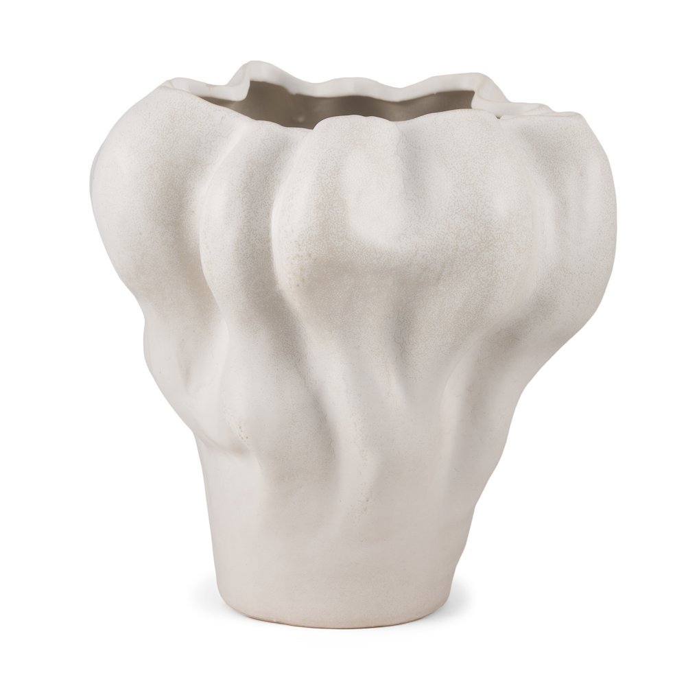 Vanna Sculptural Cream Glazed Ceramic Vase. Picture 1