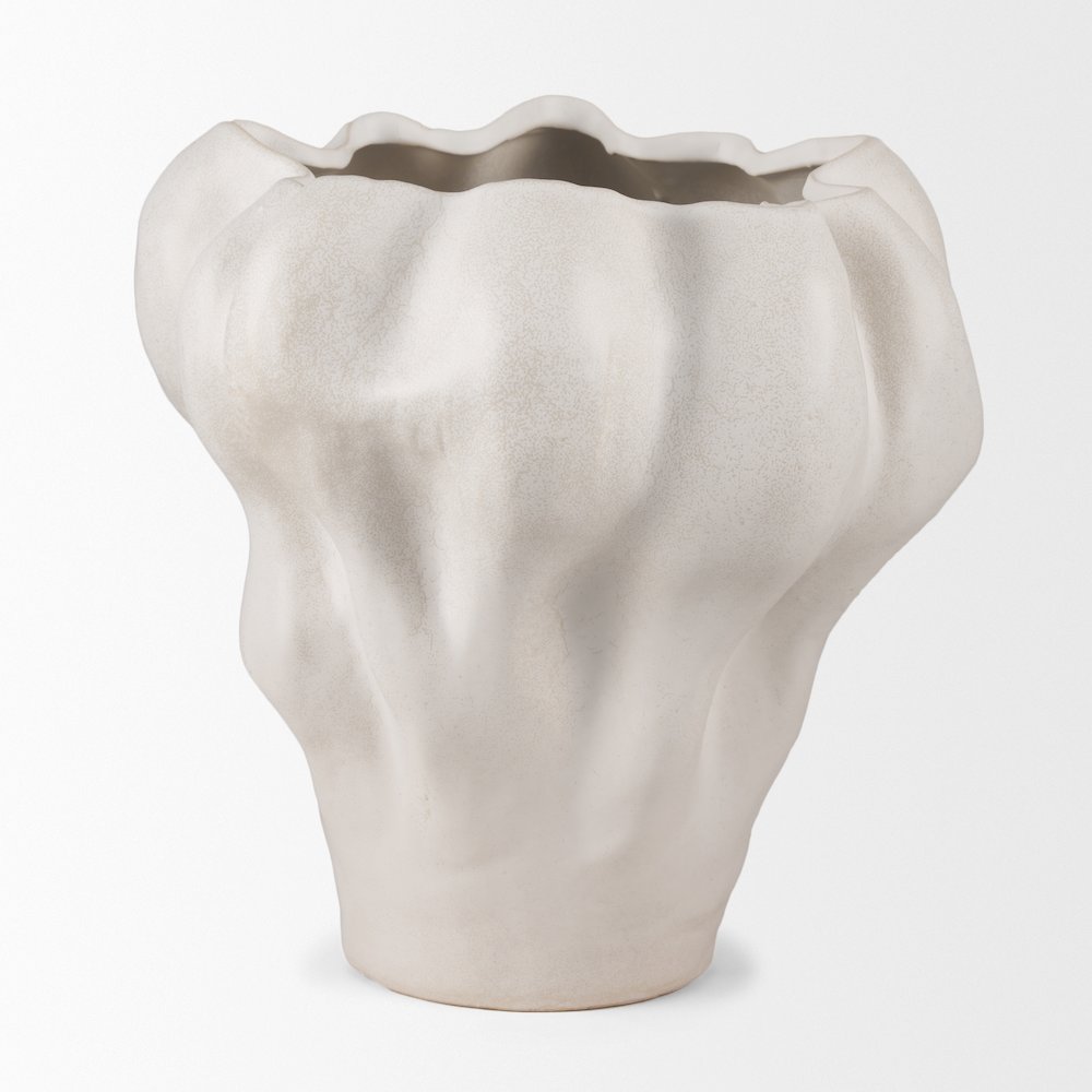 Vanna Sculptural Cream Glazed Ceramic Vase. Picture 3