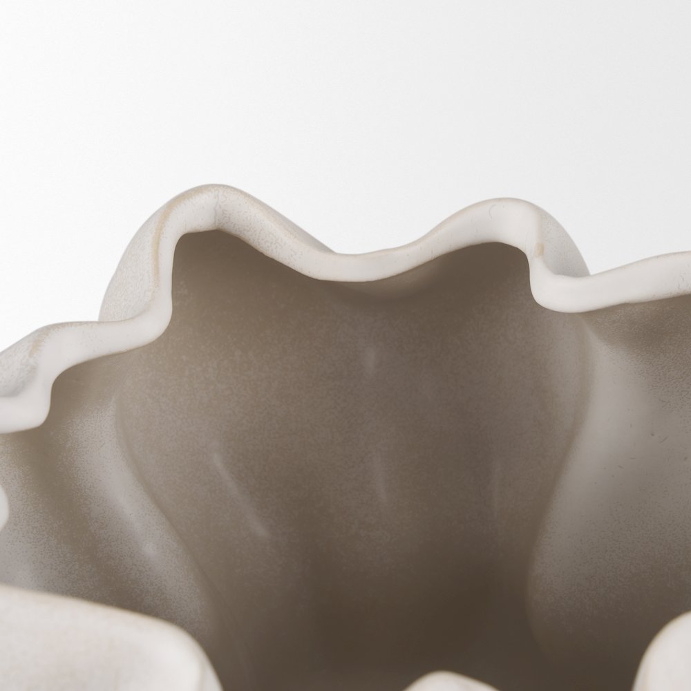 Vanna Sculptural Cream Glazed Ceramic Vase. Picture 5