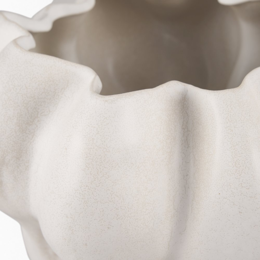Vanna Sculptural Cream Glazed Ceramic Vase. Picture 6