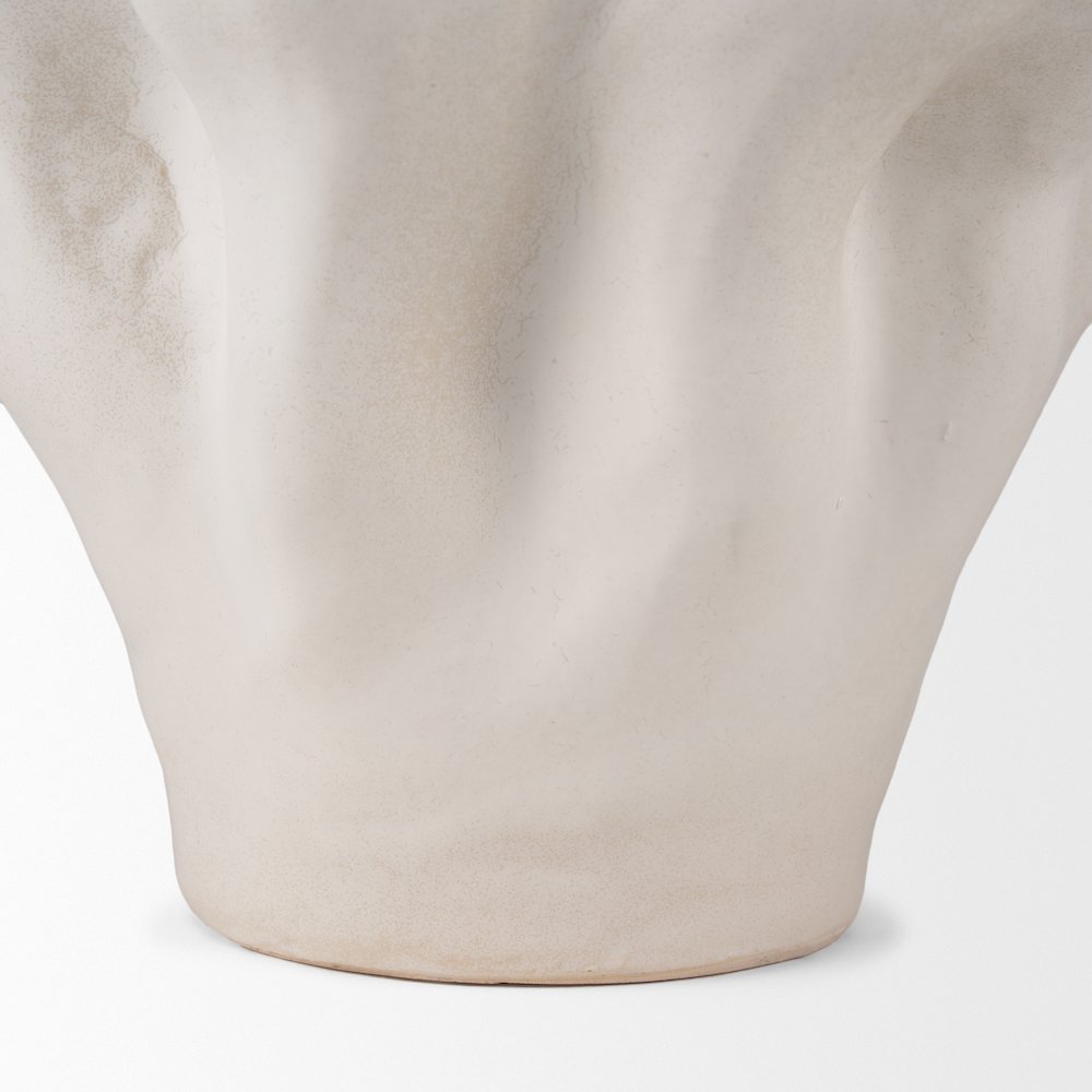 Vanna Sculptural Cream Glazed Ceramic Vase. Picture 8