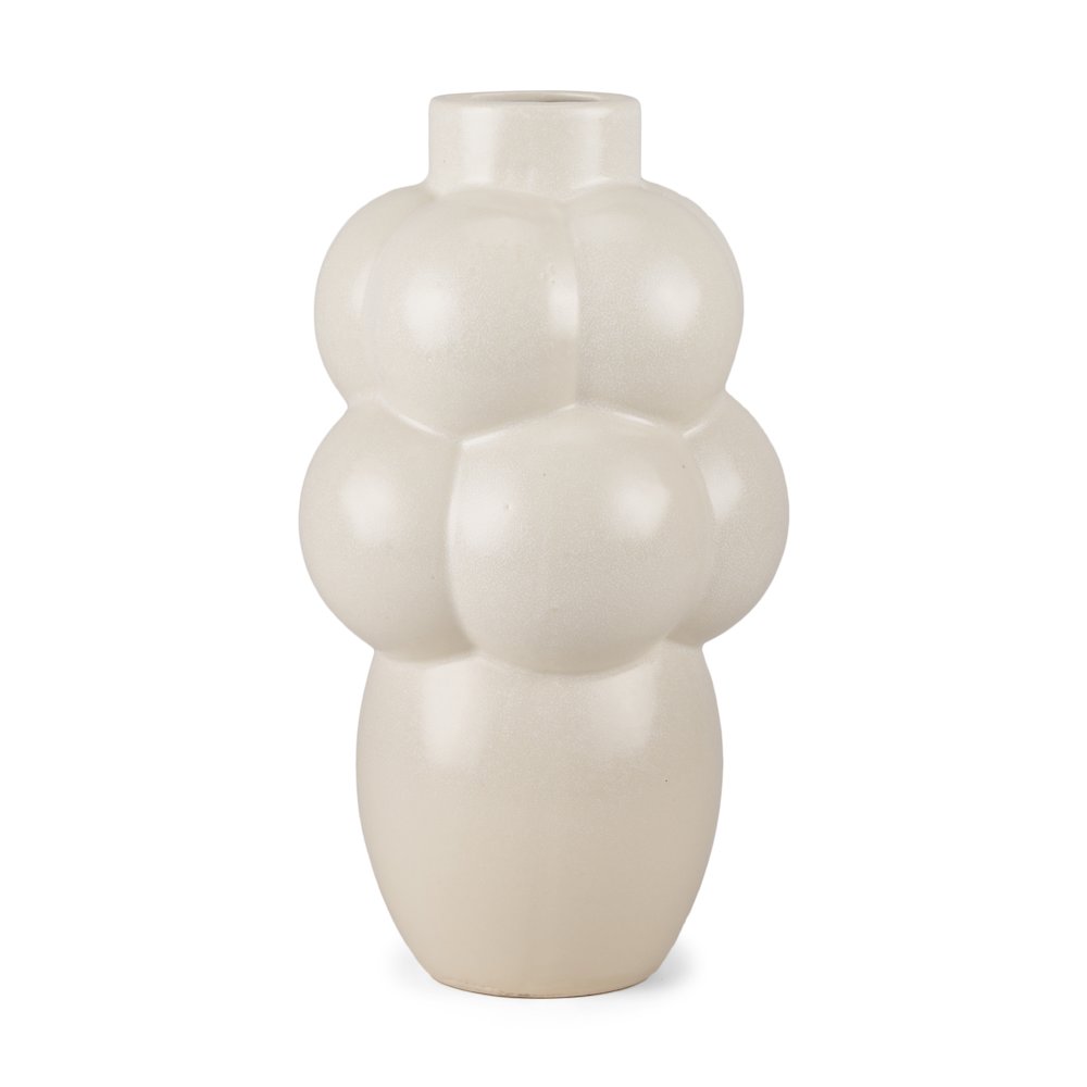 UlvCream Glazed Bubble Ceramic Vase. Picture 1
