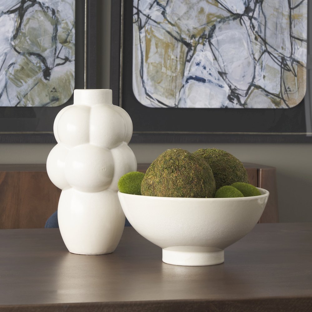 UlvCream Glazed Bubble Ceramic Vase. Picture 2