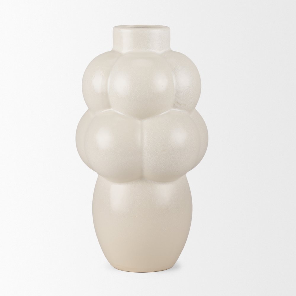 UlvCream Glazed Bubble Ceramic Vase. Picture 4