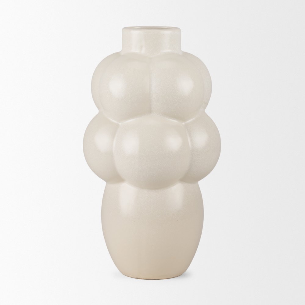 UlvCream Glazed Bubble Ceramic Vase. Picture 5