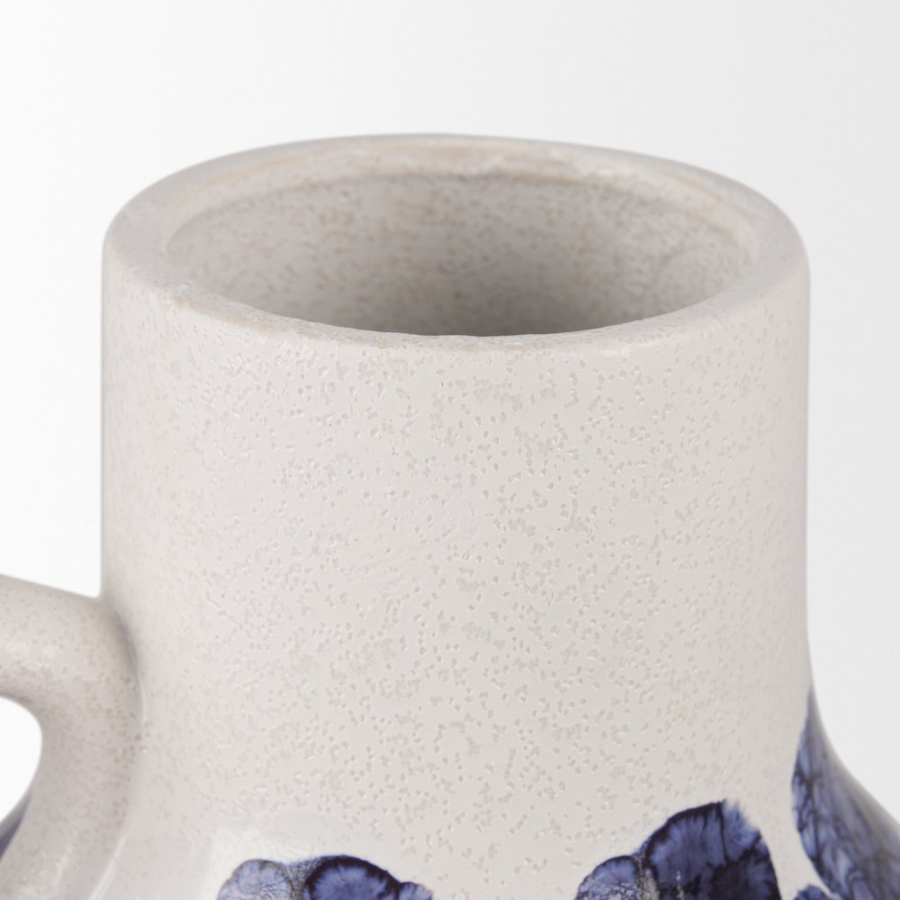 Truett White Blue Stripes Ceramic Jug Vase. Picture 5