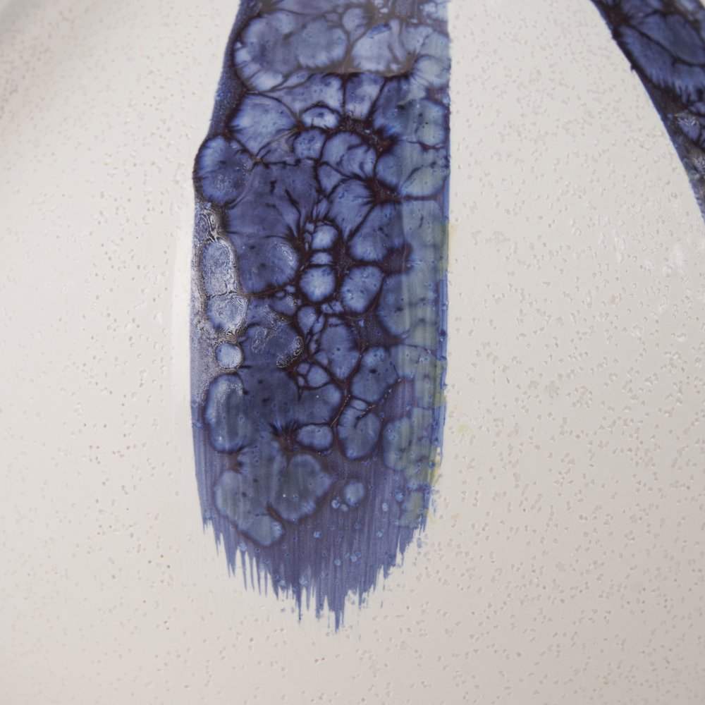 Truett White Blue Stripes Ceramic Jug Vase. Picture 7