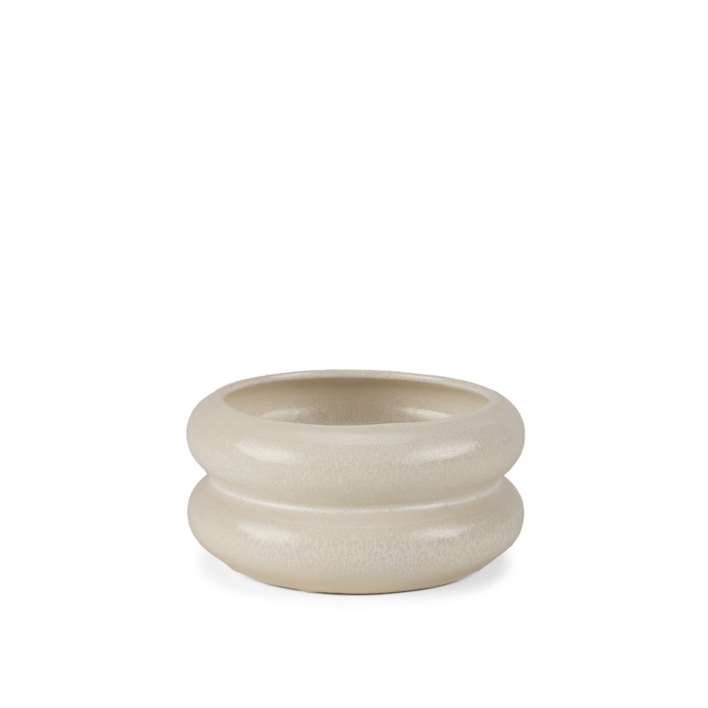 Twyla Short Cream Glazed Ring Pot. Picture 1