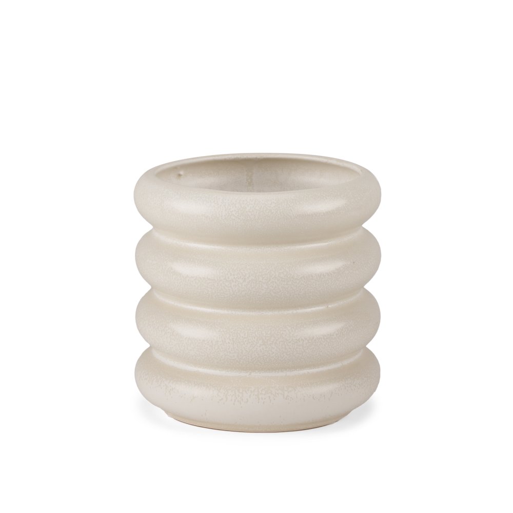 Twyla Tall Cream Glazed Ring Pot. Picture 1