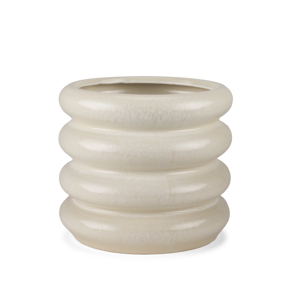 Twyla Short Cream Glazed Floor Vase. Picture 1