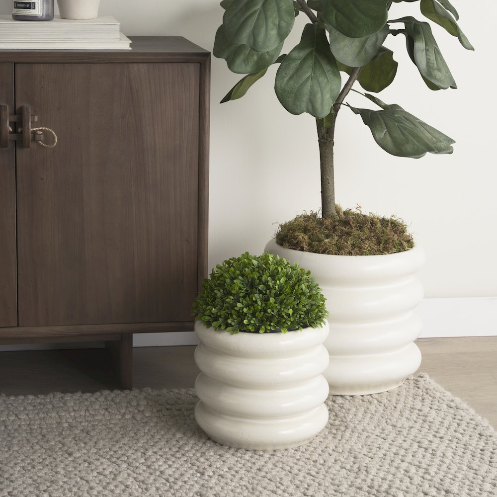 Twyla Tall Cream Glazed Floor Ceramic Vase. Picture 3