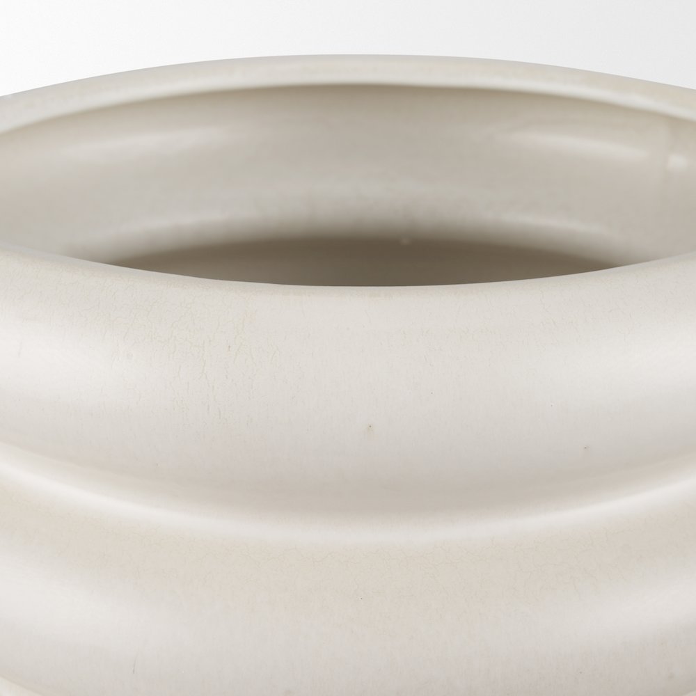 Twyla Tall Cream Glazed Floor Ceramic Vase. Picture 6