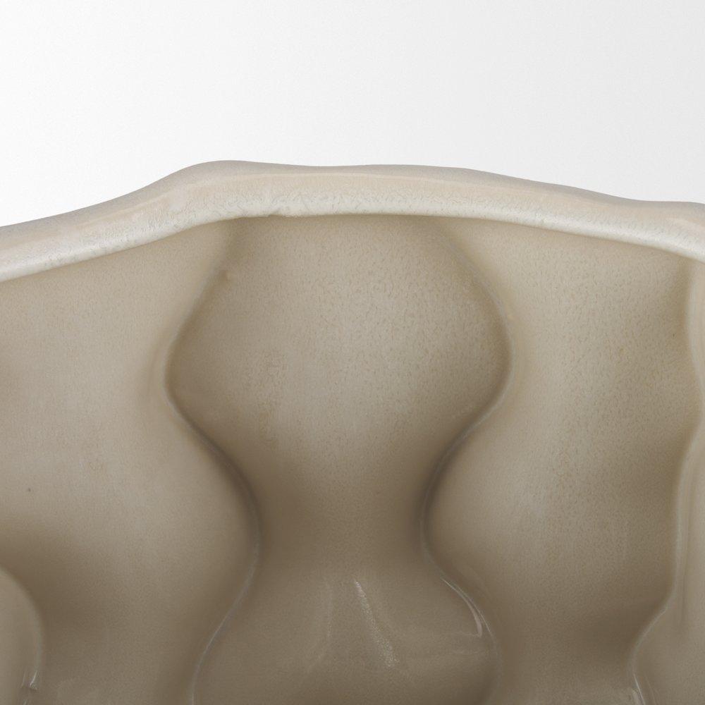 Vahn Sculptural Cream Glazed Decorative Ceramic Bowl. Picture 5