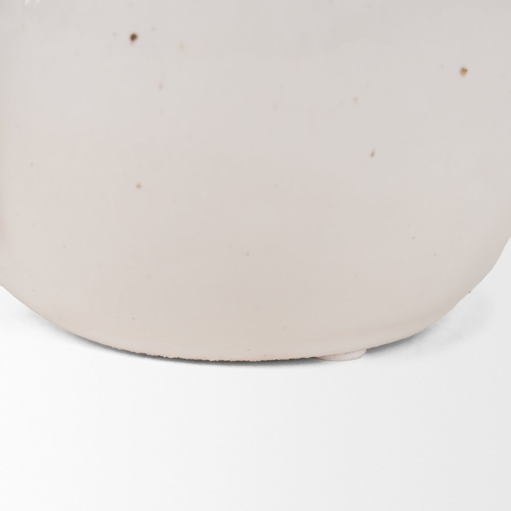 UrvShort Off White Speckled Asymmetrical Ceramic Vase. Picture 2