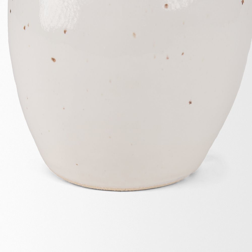 UrvTall Off White Speckled Asymmetrical Ceramic Vase. Picture 2