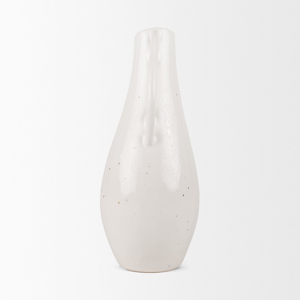 UrvTall Off White Speckled Asymmetrical Ceramic Vase. Picture 7