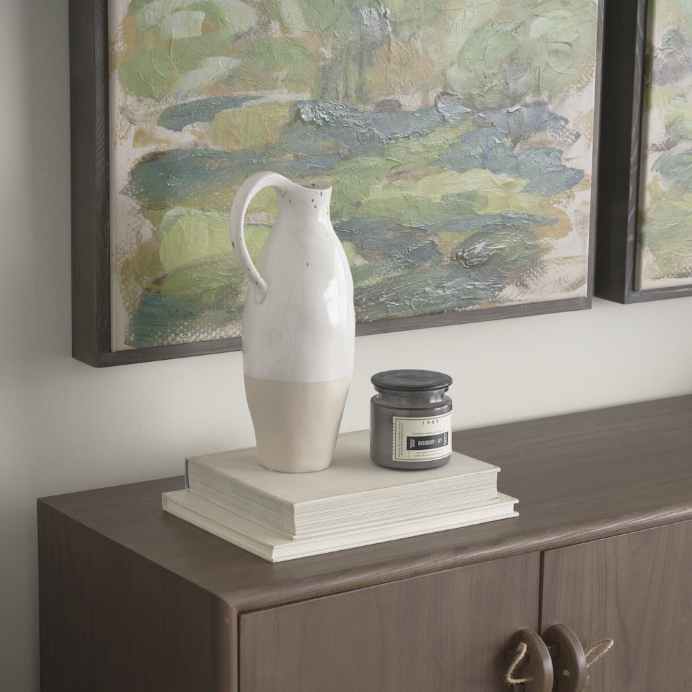 Valora Black Speckled Cream Light Beige Ceramic Jug. Picture 4