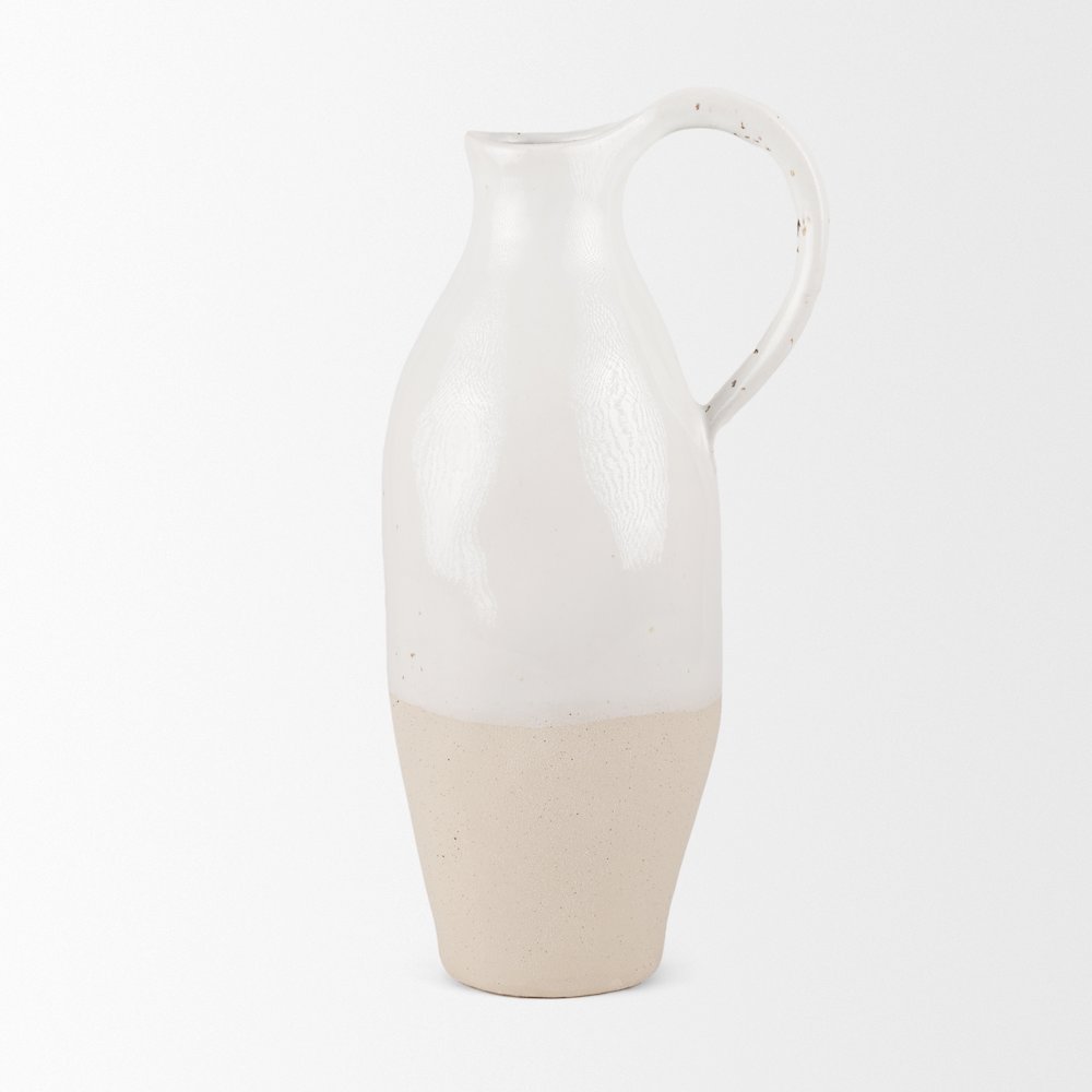Valora Black Speckled Cream Light Beige Ceramic Jug. Picture 5