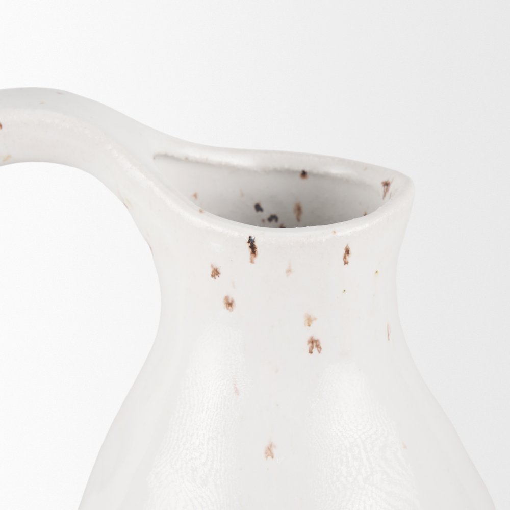 Valora Black Speckled Cream Light Beige Ceramic Jug. Picture 8