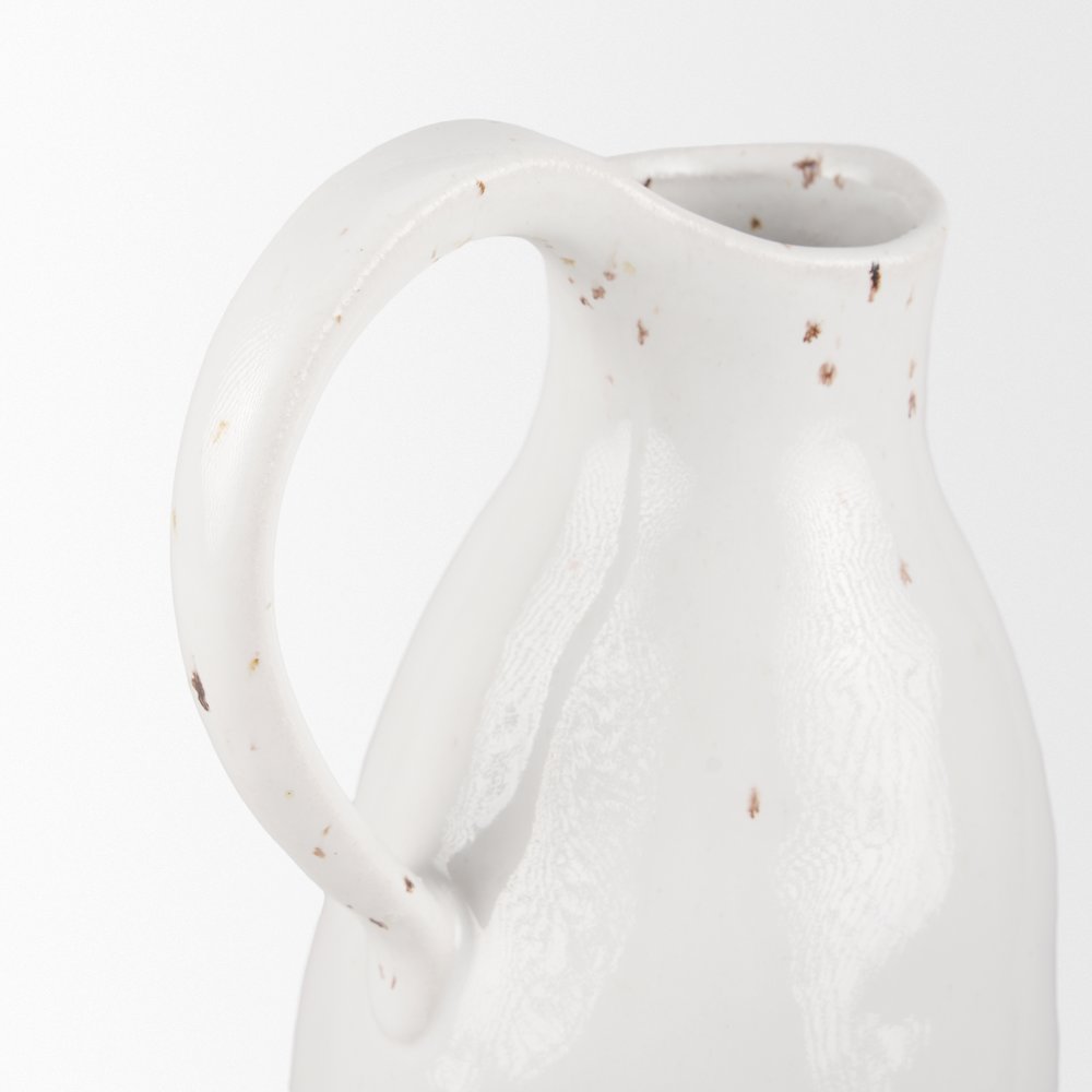 Valora Black Speckled Cream Light Beige Ceramic Jug. Picture 9