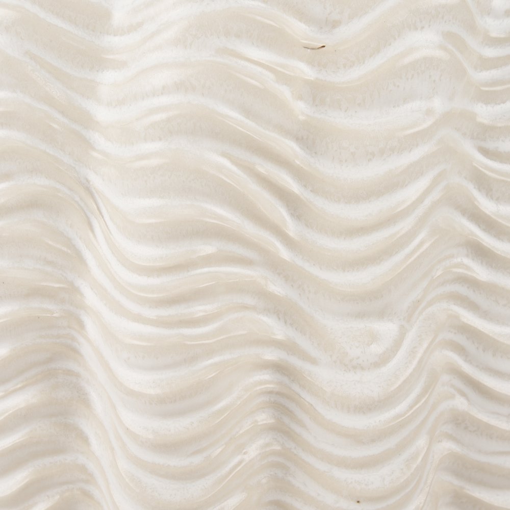 Velia Short Seashell Sculptural Cream Glazed Ceramic Vase. Picture 8