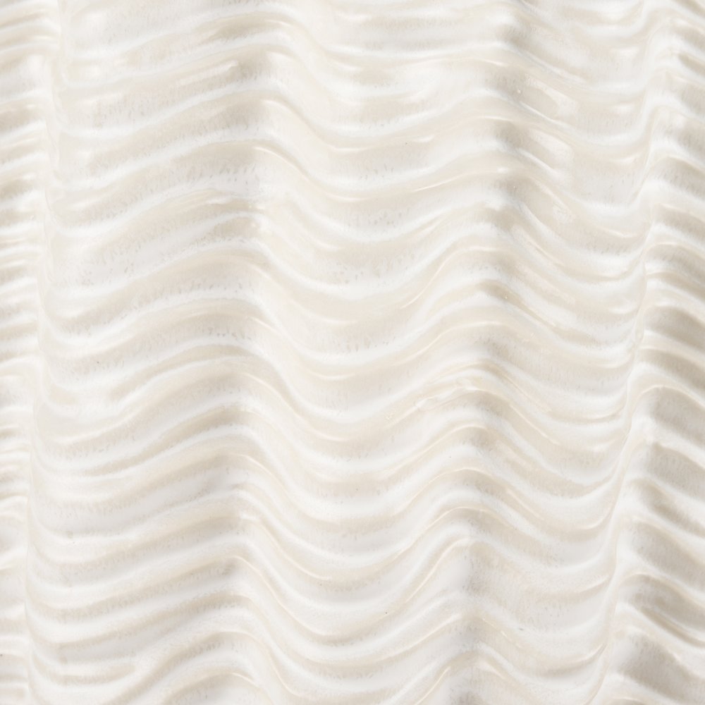 Velia Tall Seashell Sculptural Cream Glazed Ceramic Vase. Picture 7