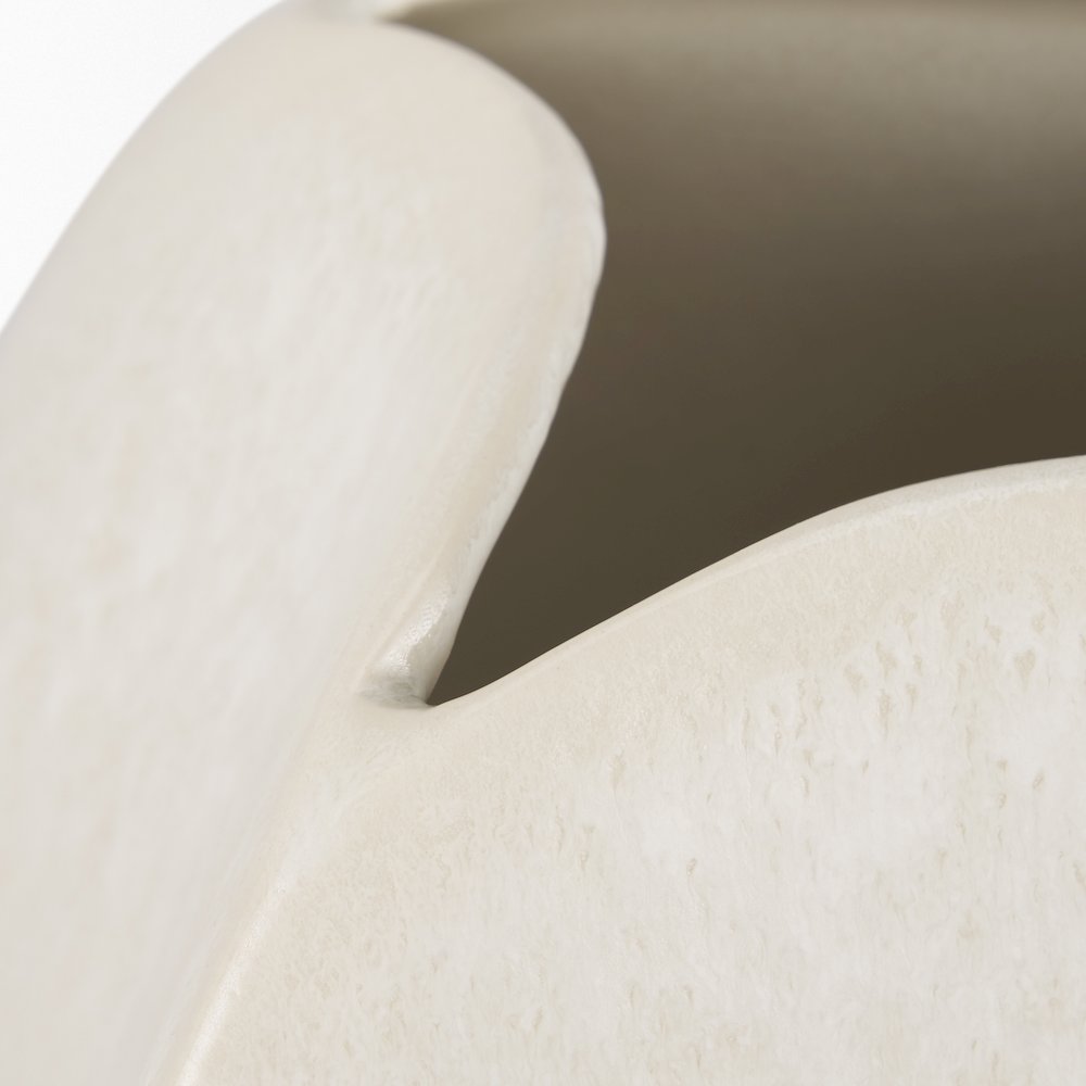 Vania Short Off White Tan Textured Ceramic Vase. Picture 7