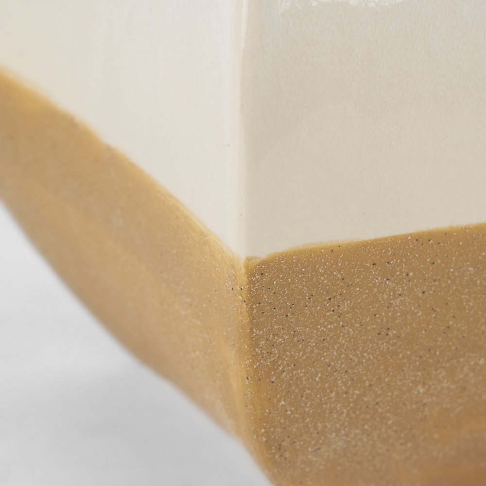 Vania Short Off White Tan Textured Ceramic Vase. Picture 8