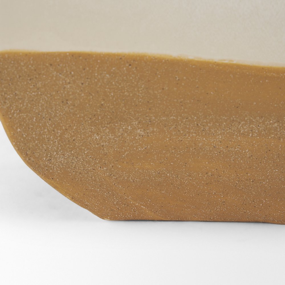 Vania Short Off White Tan Textured Ceramic Vase. Picture 9