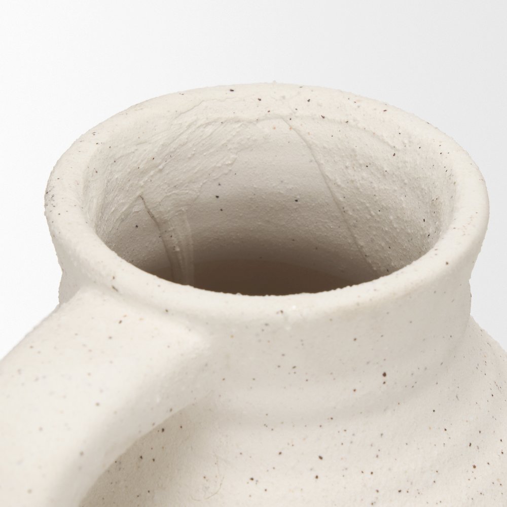 Tyrus Medium Textured Matte White Speckling Ceramic Vase. Picture 9