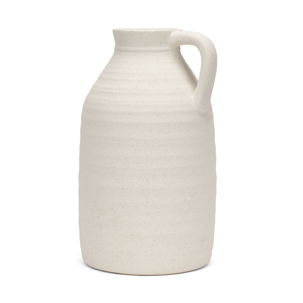 Tyrus Large Textured Matte White Speckling Ceramic Vase. Picture 1