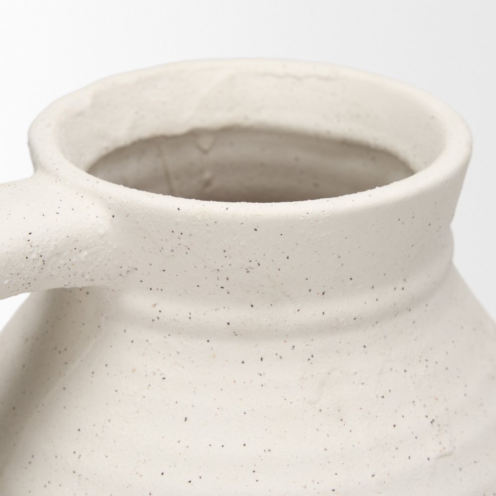 Tyrus Large Textured Matte White Speckling Ceramic Vase. Picture 2