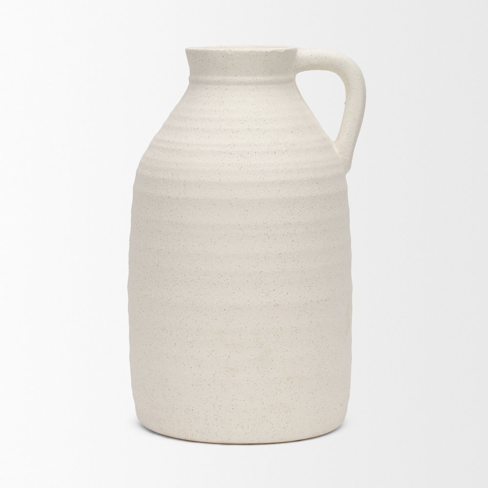 Tyrus Large Textured Matte White Speckling Ceramic Vase. Picture 9