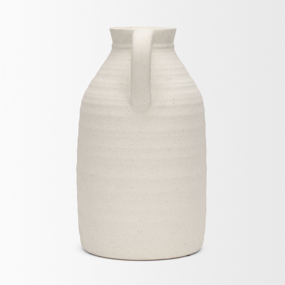 Tyrus Large Textured Matte White Speckling Ceramic Vase. Picture 10