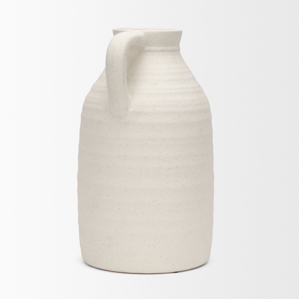 Tyrus Large Textured Matte White Speckling Ceramic Vase. Picture 11