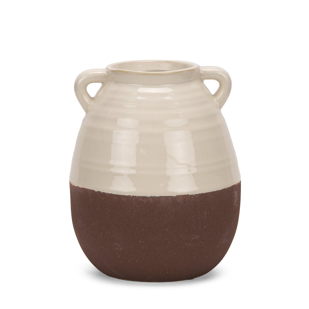 Tryna Small Beige Matte Brown Ceramic Vase. Picture 1