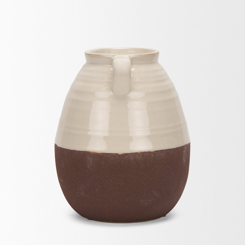 Tryna Small Beige Matte Brown Ceramic Vase. Picture 7