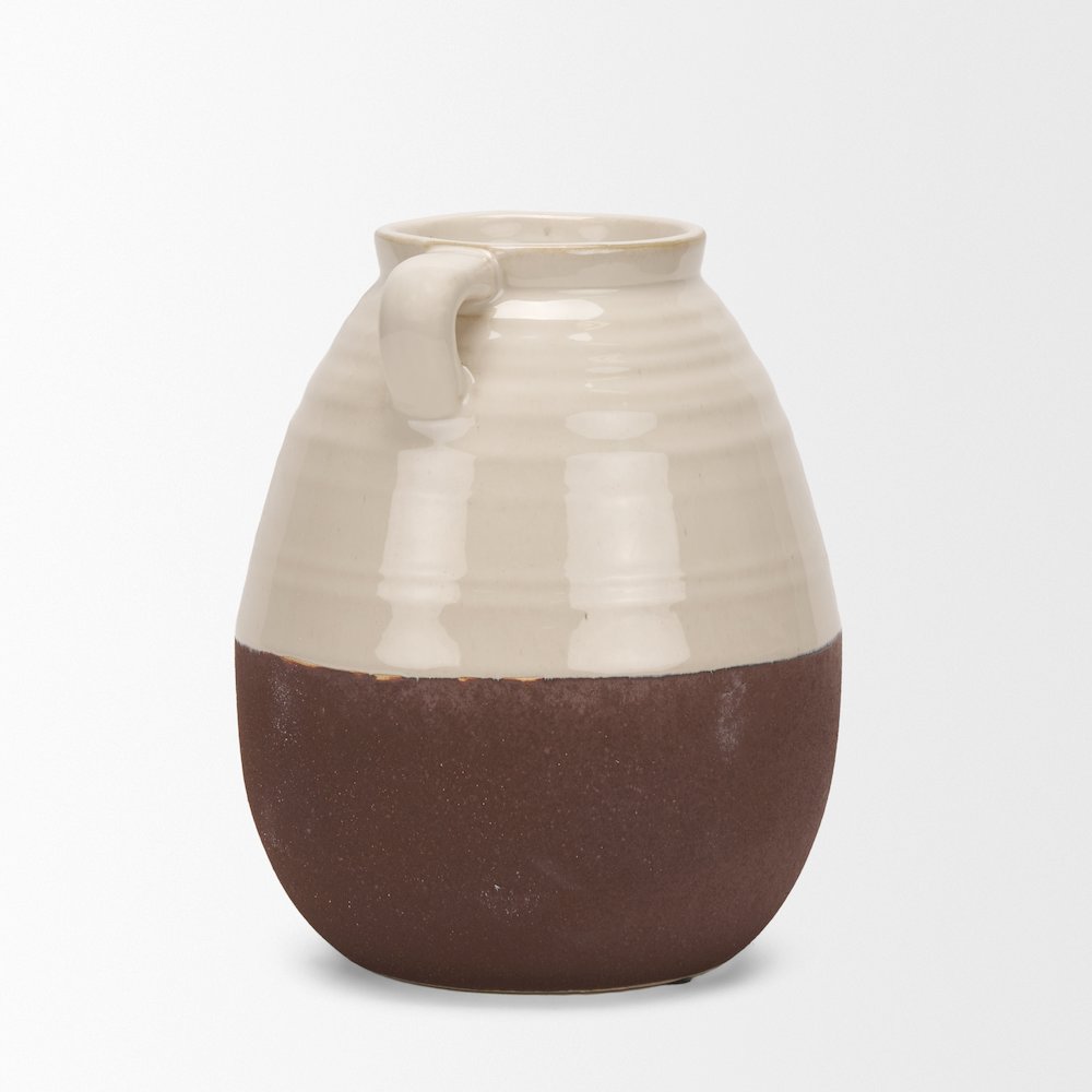 Tryna Small Beige Matte Brown Ceramic Vase. Picture 8