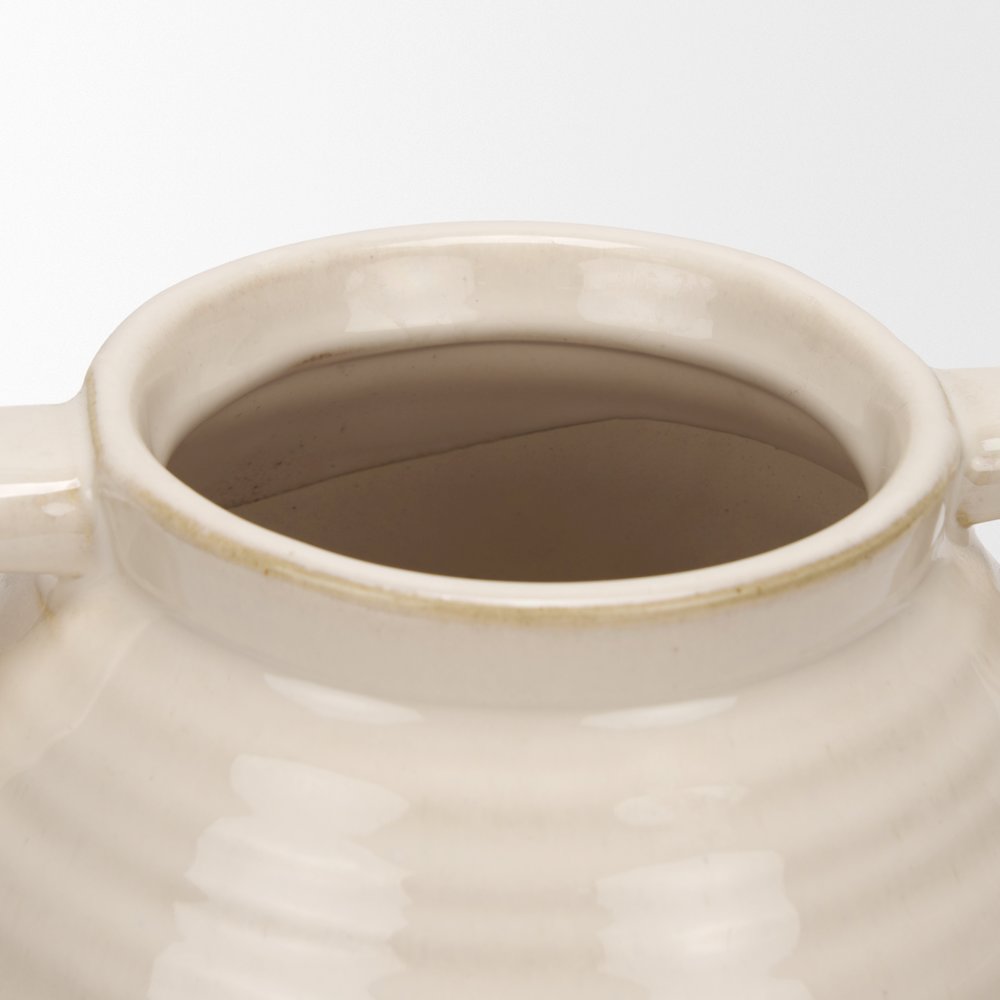 Tryna Small Beige Matte Brown Ceramic Vase. Picture 9