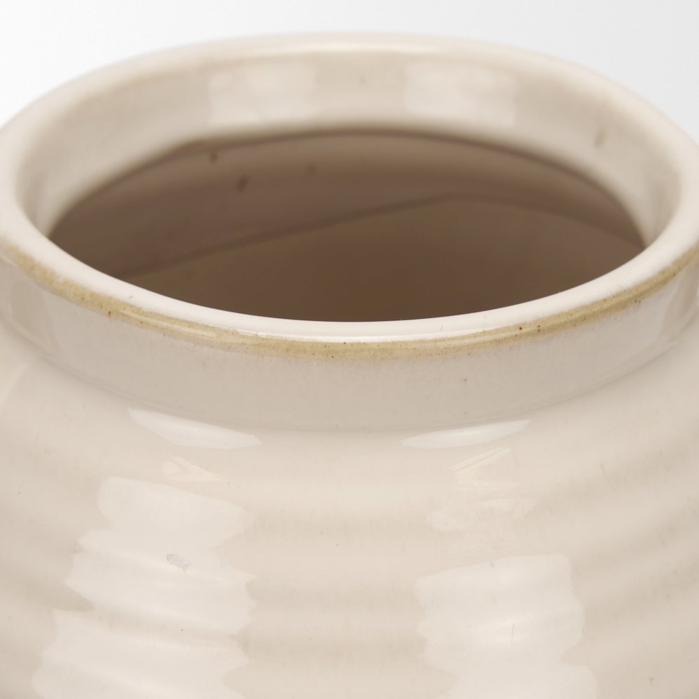 Tryna Small Beige Matte Brown Ceramic Vase. Picture 10