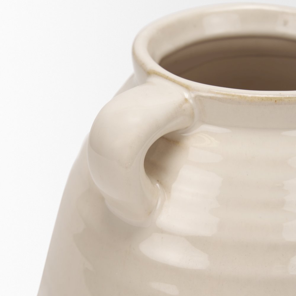Tryna Small Beige Matte Brown Ceramic Vase. Picture 11