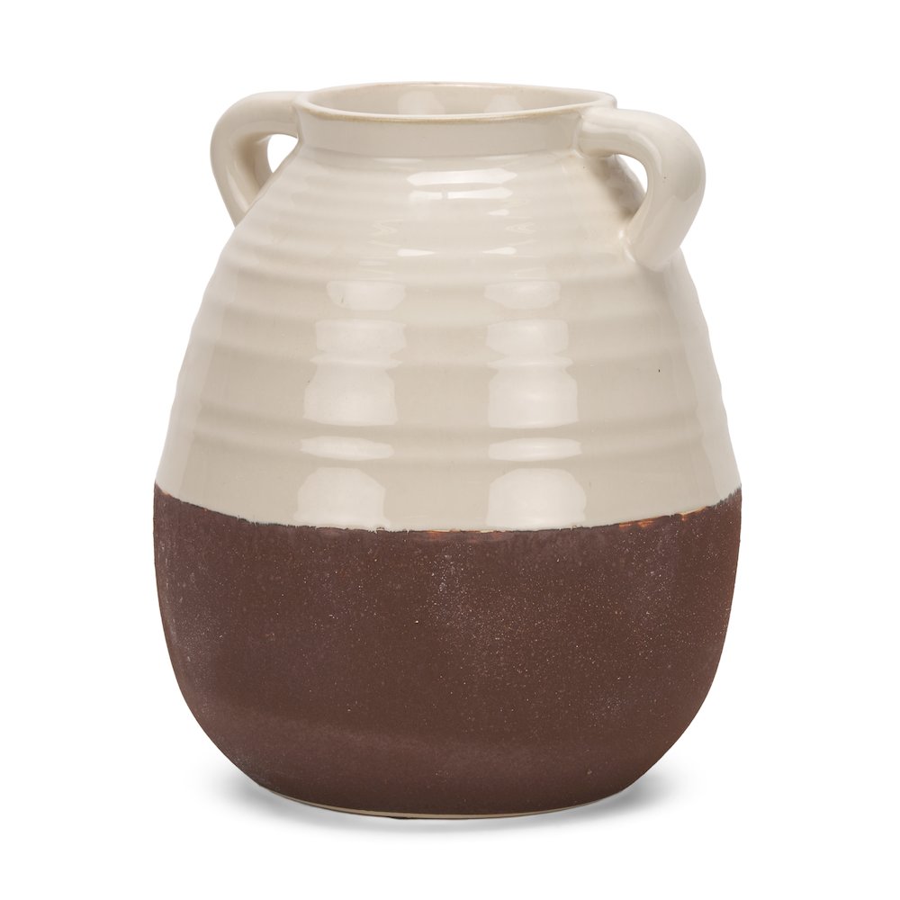 Tryna Large Beige Matte Brown Ceramic Vase. Picture 1