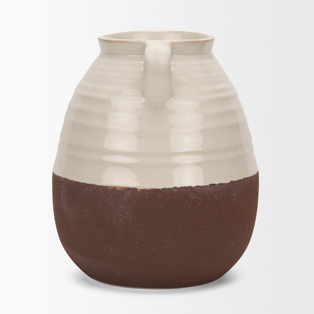 Tryna Large Beige Matte Brown Ceramic Vase. Picture 7