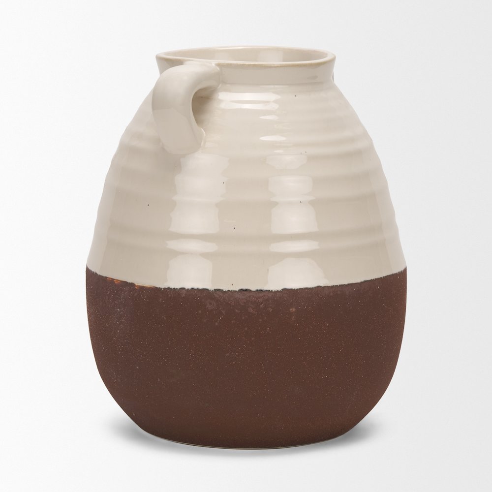 Tryna Large Beige Matte Brown Ceramic Vase. Picture 8