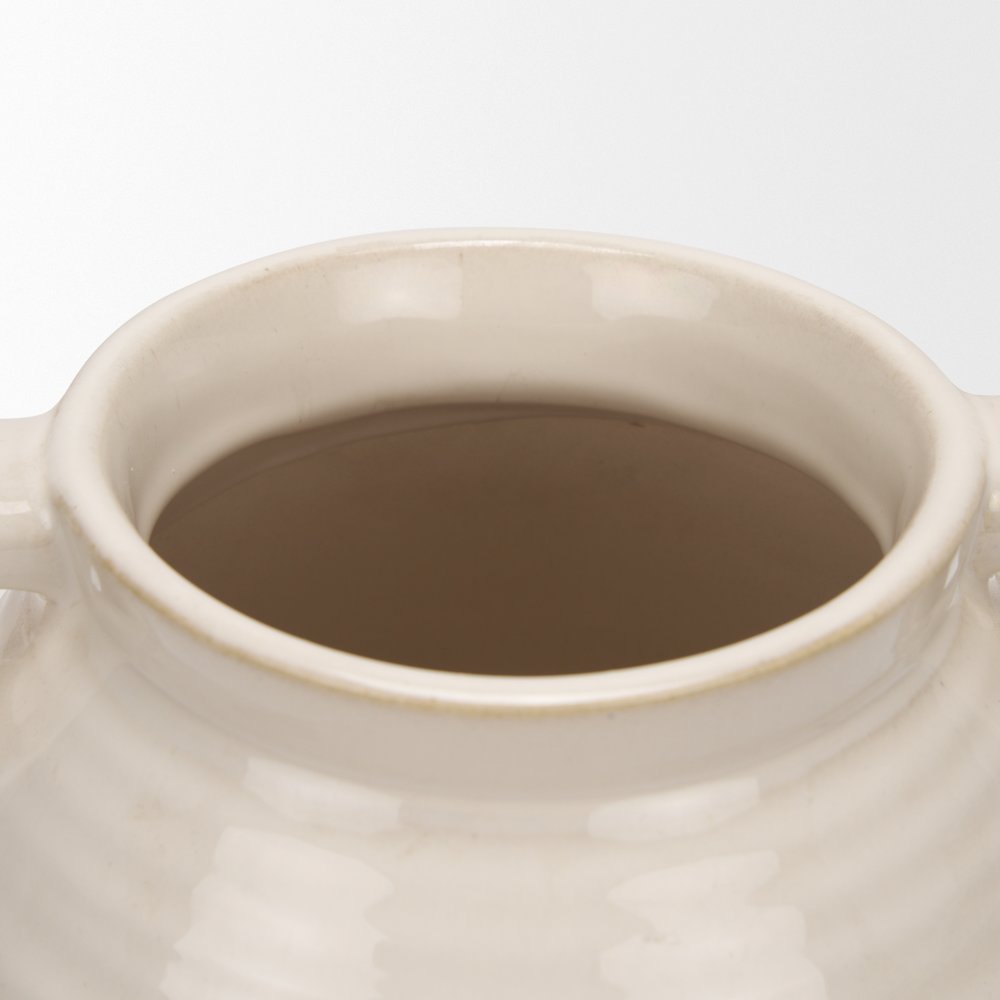 Tryna Large Beige Matte Brown Ceramic Vase. Picture 9