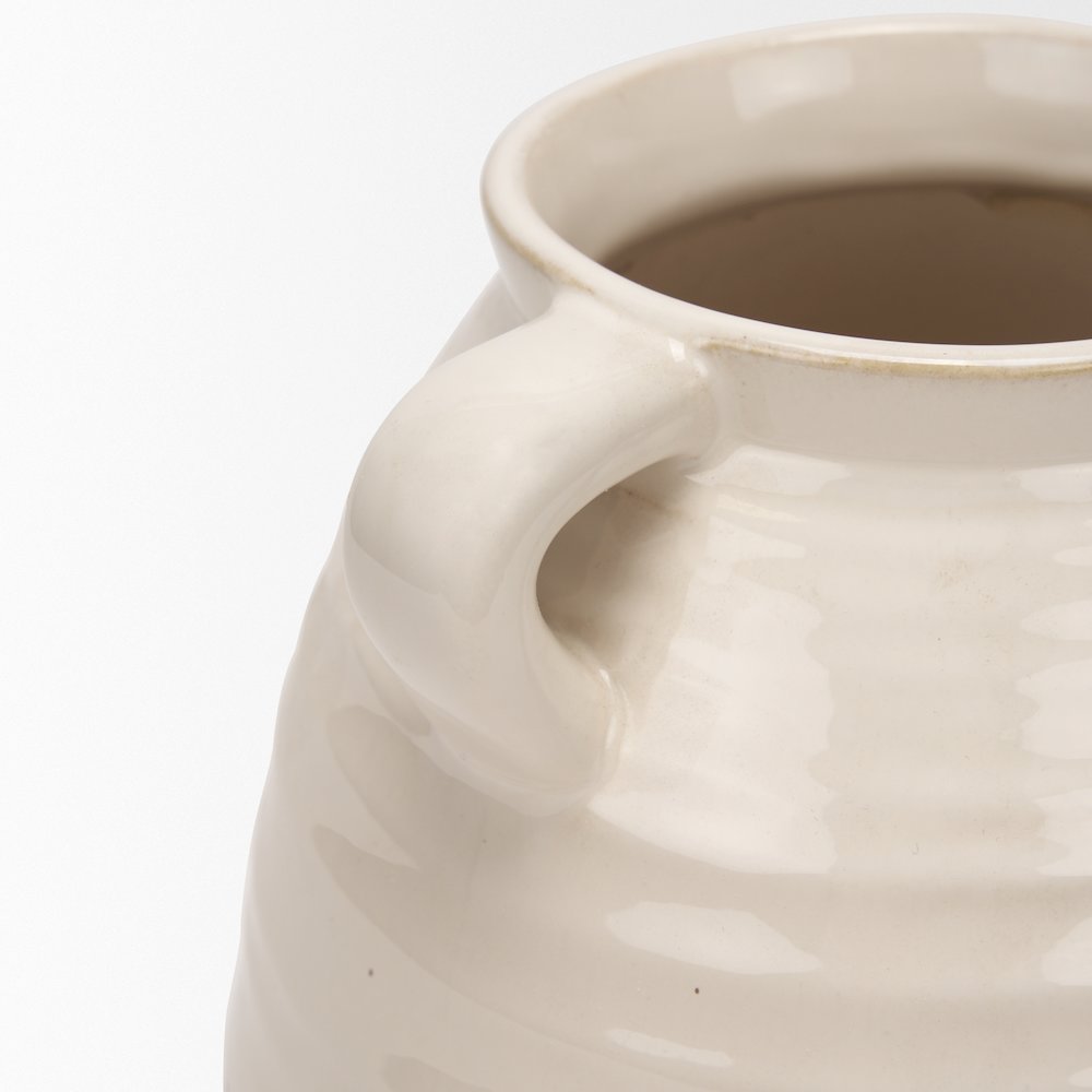 Tryna Large Beige Matte Brown Ceramic Vase. Picture 11