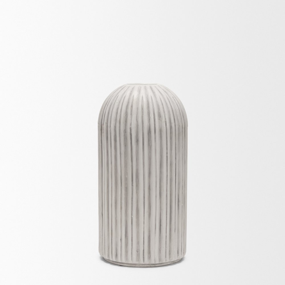 UmmSmall Off White Gray-Brown Antiquing Ceramic Floor Vase. Picture 2