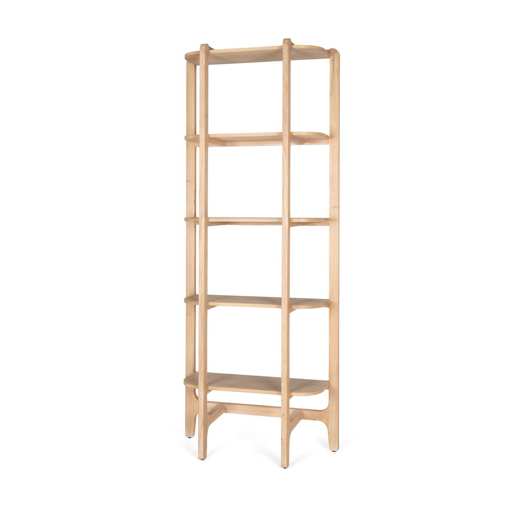 Light Brown Solid Wood Open Bookshelf. Picture 1